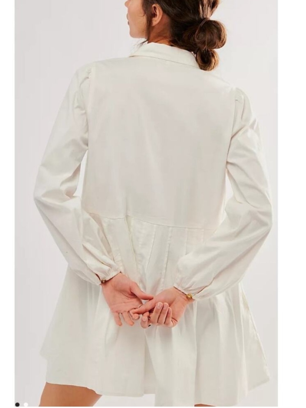 NWT Free People marvelous Mia long sleeve Button-Front Ivory Mini Shirt Dress XS - Picture 2 of 16